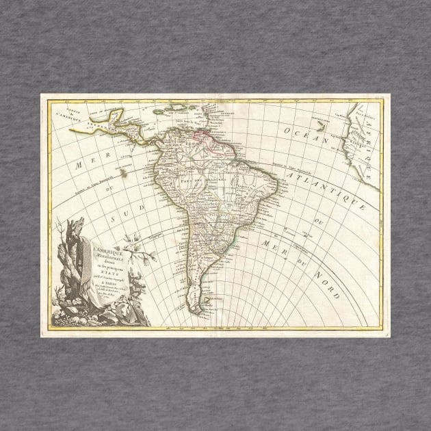 Vintage Map of South America (1762) by Bravuramedia